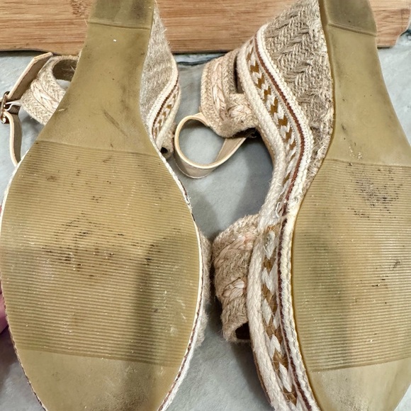 Beige Woven Wedge Sandals with Cork Heel EU 38 US 7.5 conversion - Picture 11 of 16